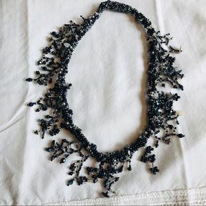 18” black & gray beaded necklace magnetic clasp